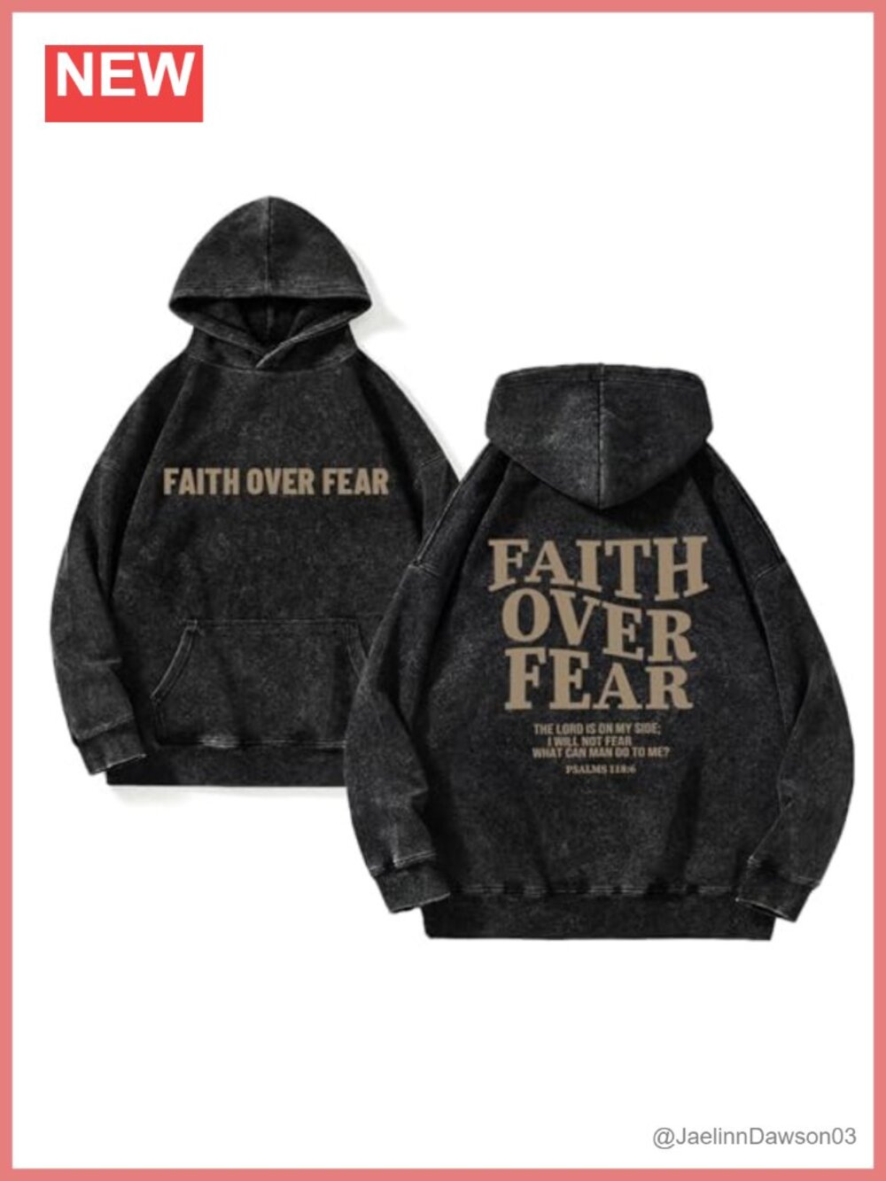 Unisex Acid Wash Christian Hoodie Bible Verse Graphic Pullover Sweatshirt